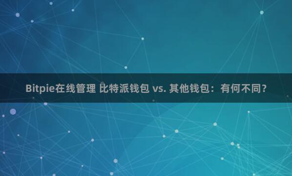 Bitpie在线管理 比特派钱包 vs. 其他钱包：有何不同？