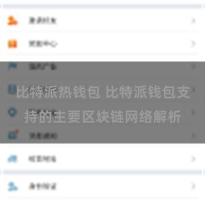 比特派热钱包 比特派钱包支持的主要区块链网络解析